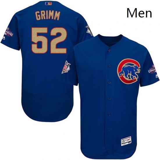 Mens Majestic Chicago Cubs 52 Justin Grimm Authentic Royal Blue 2017 Gold Champion Flex Base MLB Jersey